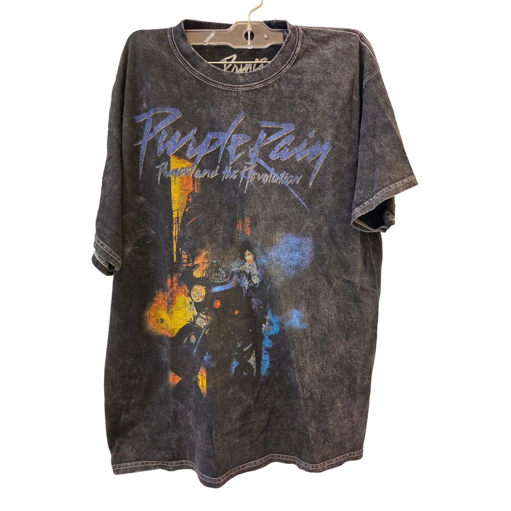 Prince Purple Rain Estate Women M L Gray Tee Shirt Band Rock Vintage Style Used